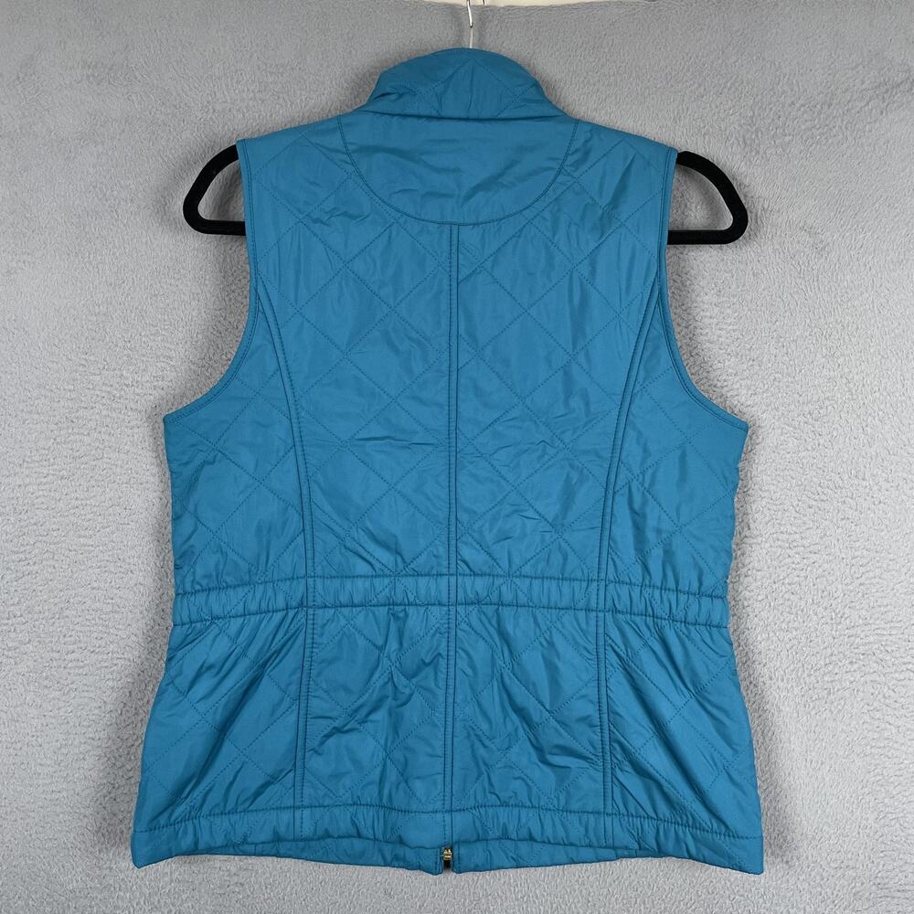 Talbots Vest Womens Small Teal Blue Quilted Zip Front Fleece Lined Pockets - Picture 2 of 7